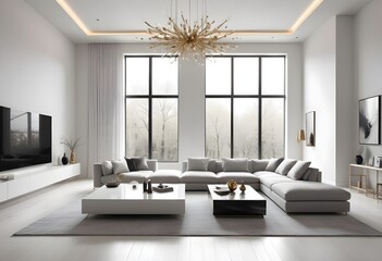 white and gold theme modern interior