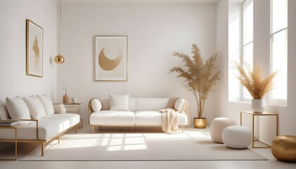 white and gold theme modern interior