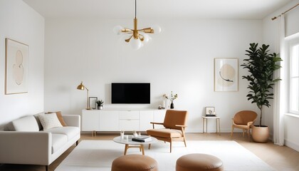 white and gold theme modern interior