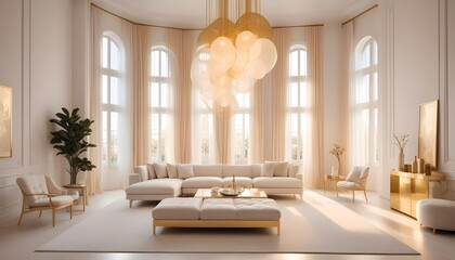 white and gold theme modern interior