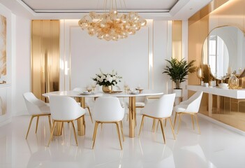 white and gold theme modern interior