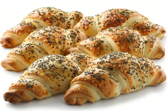 Everything bagel croissants, highlighting a savory and flaky breakfast pastry option with seeds and herbs