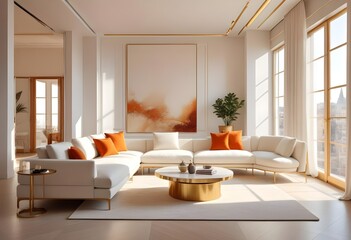 white and gold theme modern interior