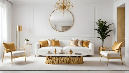 white and gold theme modern interior