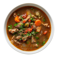 North African soup - Chorba. l with Transparent background. African soup, flat lay. Food for menu, restaurants.	