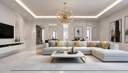 white and gold theme modern interior