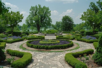 Sunlit Morning in a Lush Green Forest Park