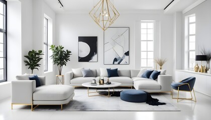 white and gold theme modern interior