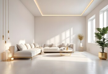 white and gold theme modern interior