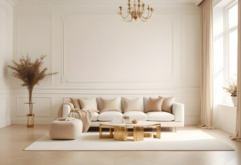 Fototapeta premium white and gold theme modern interior