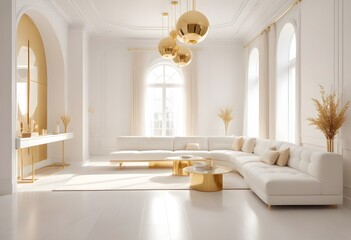 white and gold theme modern interior