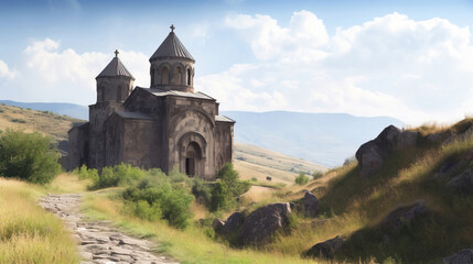 Fototapeta premium Ancient architectural structure of historical civilization, famous cultural monument of tourism and travel.