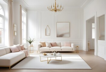 white and gold theme modern interior