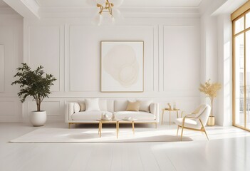 white and gold theme modern interior