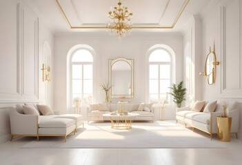 white and gold theme modern interior