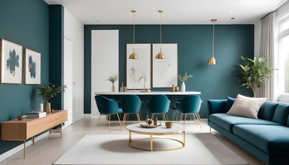 white and gold theme modern interior