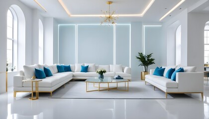 white and gold theme modern interior