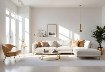 white and gold theme modern interior