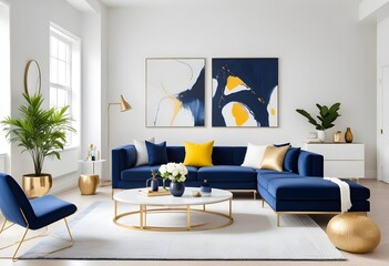 white and gold theme modern interior
