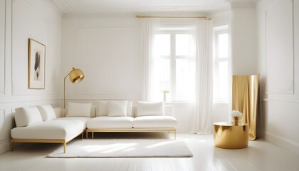 white and gold theme modern interior