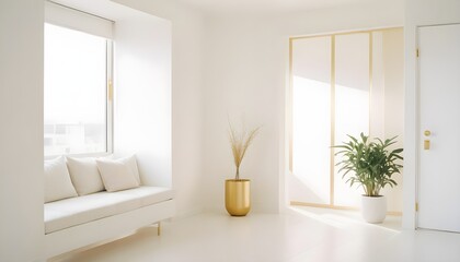 white and gold theme modern interior