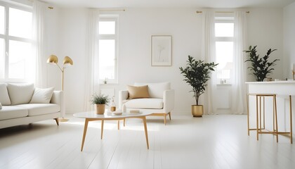 white and gold theme modern interior