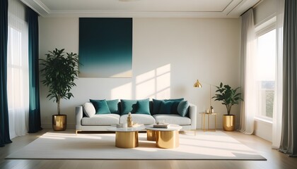 white and gold theme modern interior