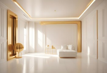 white and gold theme modern interior