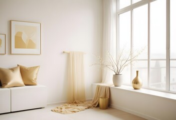 white and gold theme modern interior