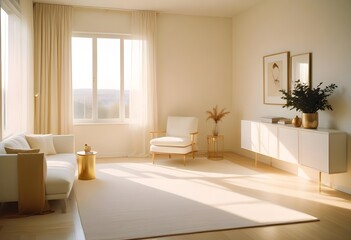 white and gold theme modern interior