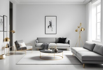 white and gold theme modern interior