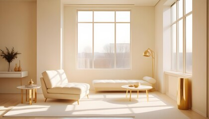 white and gold theme modern interior