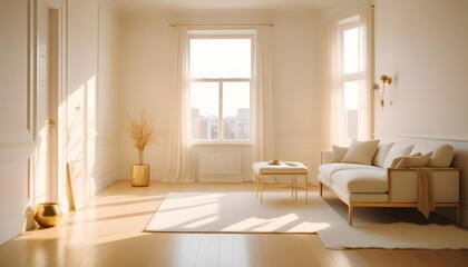 white and gold theme modern interior