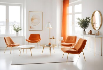white and gold theme modern interior