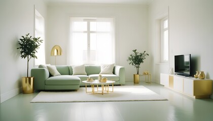 Fototapeta premium white and gold theme modern interior