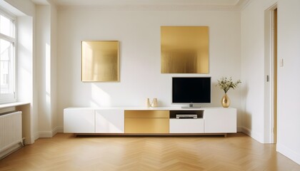 white and gold theme modern interior