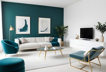 white and gold theme modern interior