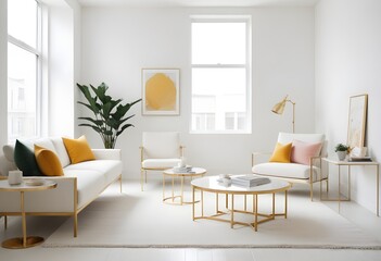 white and gold theme modern interior