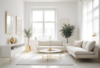 white and gold theme modern interior