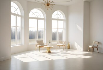 Fototapeta premium white and gold theme modern interior