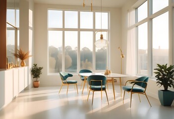 white and gold theme modern interior