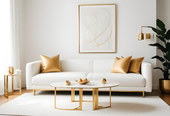 white and gold theme modern interior