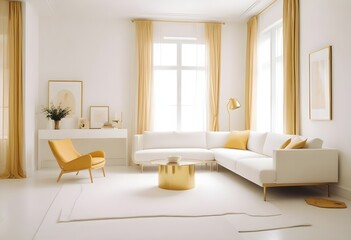 Fototapeta premium white and gold theme modern interior