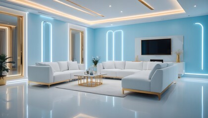 white and gold theme modern interior