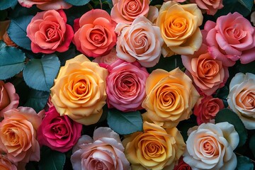 Flowers. Colorful roses background.