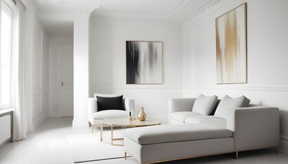 white and gold theme modern interior