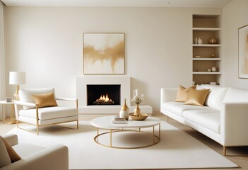 Fototapeta premium white and gold theme modern interior