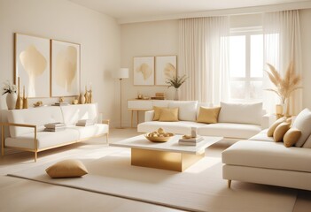 white and gold theme modern interior