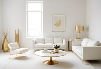 white and gold theme modern interior