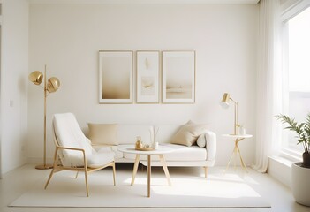 white and gold theme modern interior